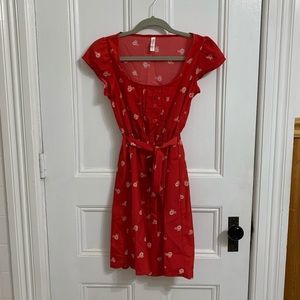 Red Bicycle Print Dress